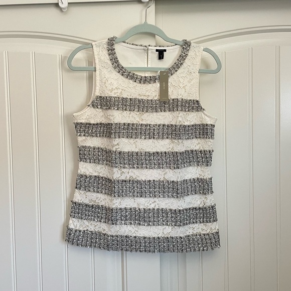 J. Crew NWT white and silver tank top size small - Picture 1 of 7